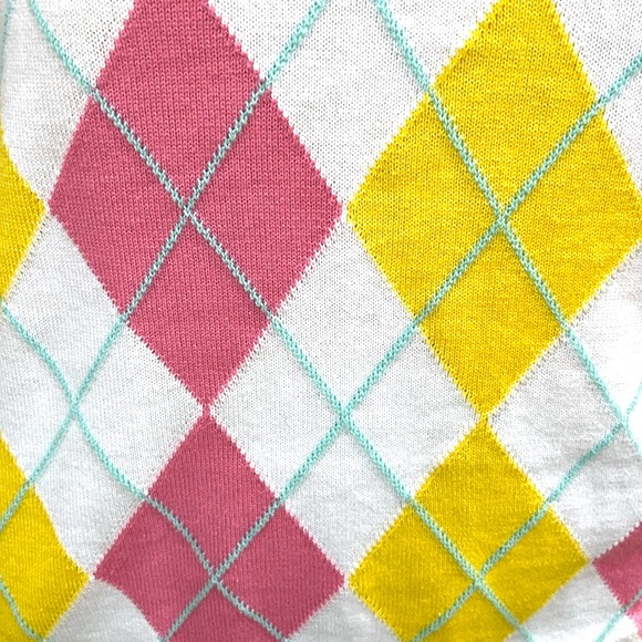 Liz Claiborne Argyle Short Sleeve Pullover V-Neck Sweater - Picture 10 of 16